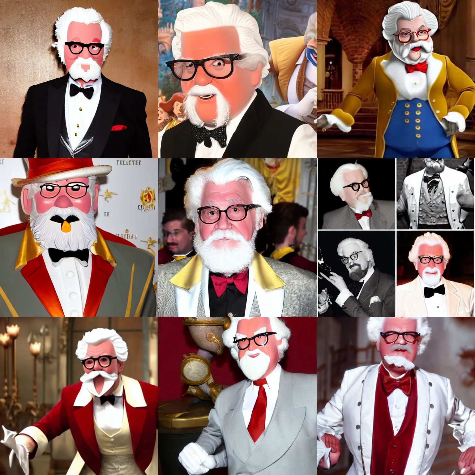 Prompt: colonel sanders playing gaston in beauty and the beast