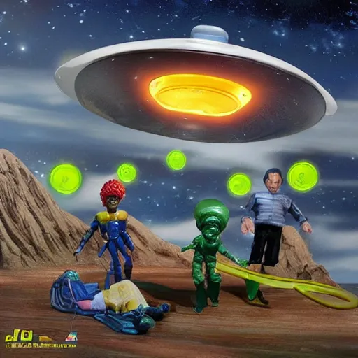 Image similar to ufo abduction playset action figure 9 0's, realistic, high detail,