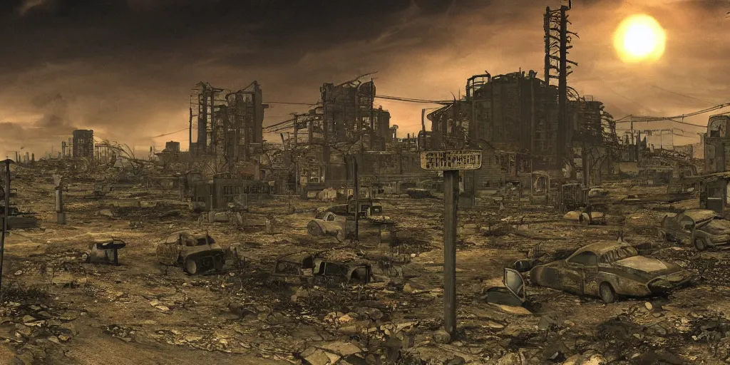 Prompt: nuclear fallout wasteland, dark future