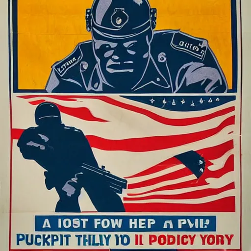 Prompt: a propaganda poster about the benefits of police brutality