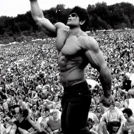 Image similar to hulk performing at woodstock