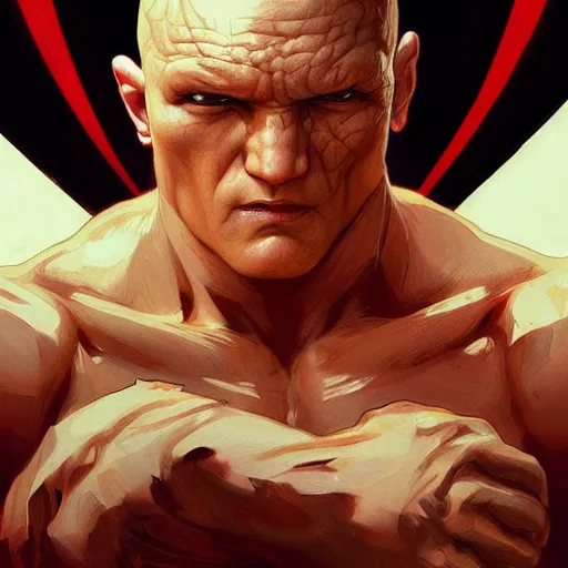 Prompt: anthony carrigan as sagat from street fighter, 4 k, ultra realistic, detailed focused art by artgerm and greg rutkowski and alphonse mucha