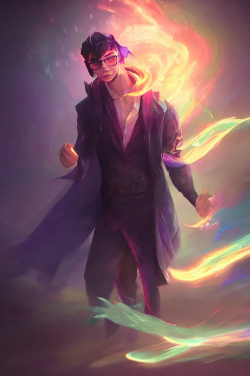 Prompt: a human elemental sorcerer, blurred environment background, colorful magic effects, white skin, portrait, male, sharp focus, digital art, concept art, dynamic lighting, by emylie boivin and rossdraws