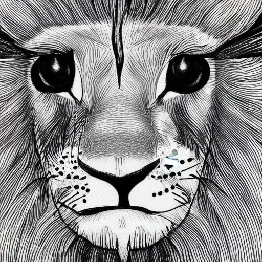 Image similar to lion baby illustration artwork in drawing style