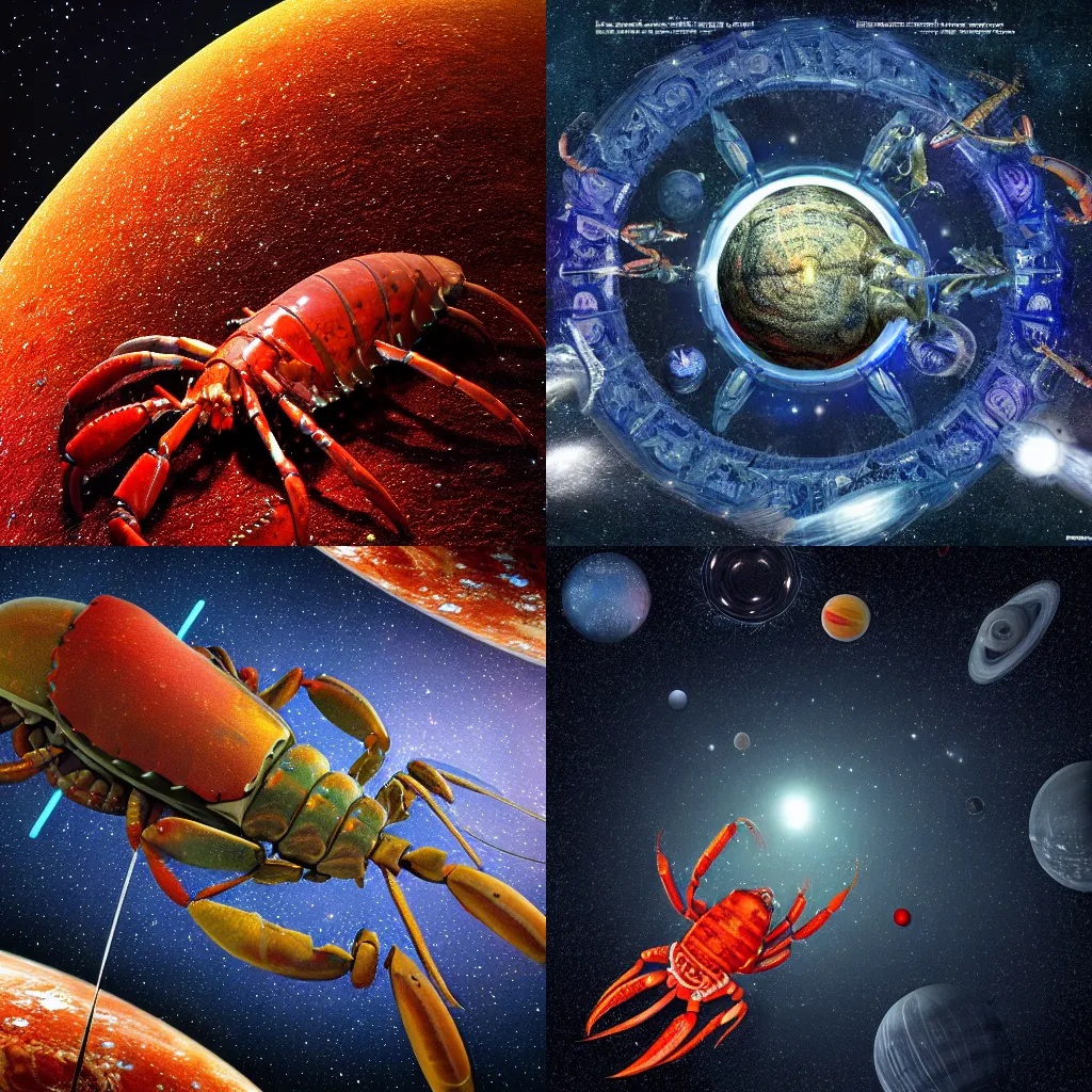 Prompt: Planet sized Lobster, space, intricate, highly detailed, beautiful lighting, 8k