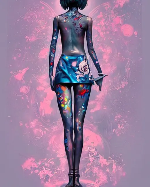 Prompt: james jean isolated vinyl figure harajuku anime character design, figure photography, dynamic pose, holographic undertones, glitter accents on figure, anime stylized, accurate fictional proportions, high delicate defined details, ethereal lighting