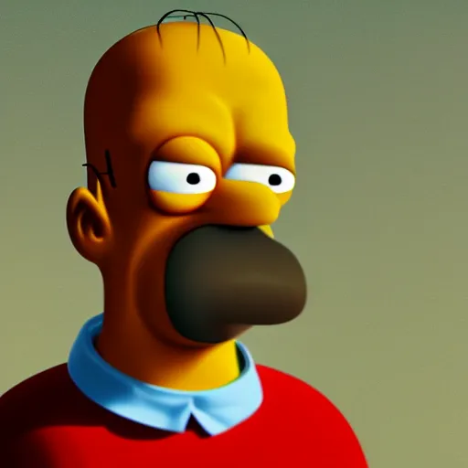 Image similar to homer simpson photo realistic 8 k resolution