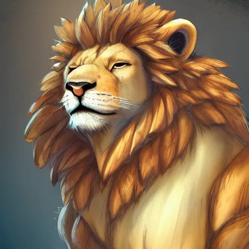 Image similar to portrait character design of an egyptian lion. deviantart adoptable, style of maple story and zootopia, portrait studio lighting by jessica rossier and brian froud in the style of disney, traditional