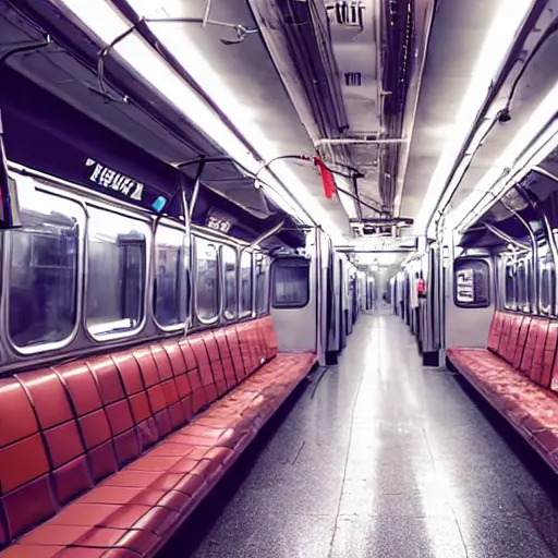 Prompt: a photo of a giant octopus invading a interior of a subway train in new york, cinematic lighting