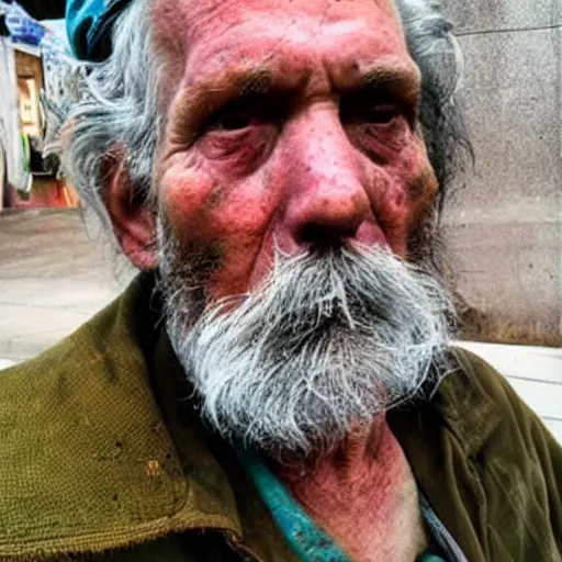 Image similar to extremely ugly dirty old man, homeless man