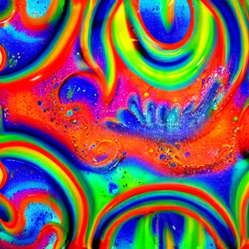 Prompt: vibrant psychedelic glassblowing textures, technique, painted glass smoke background