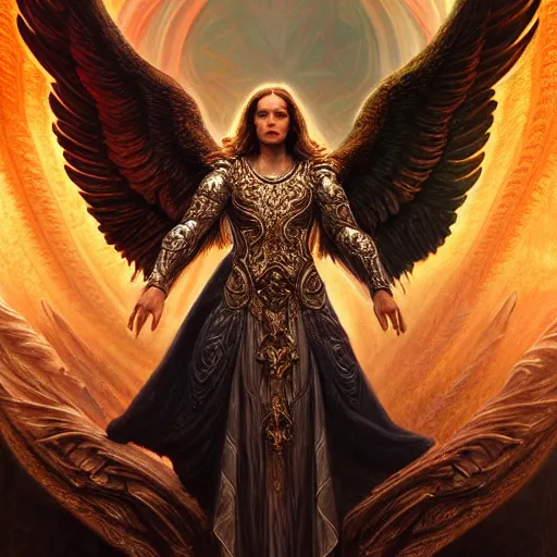 Image similar to Majestic and regal portrait of Archangel Michael, intricate, epic, elegant, menacing, fantasy, highly detailed, digital painting, hard focus, beautiful volumetric lighting, epic light, ultra detailed, by Leesha Hannigan, Ross Tran, Thierry Doizon, Kai Carpenter, Ignacio Fernández Ríos