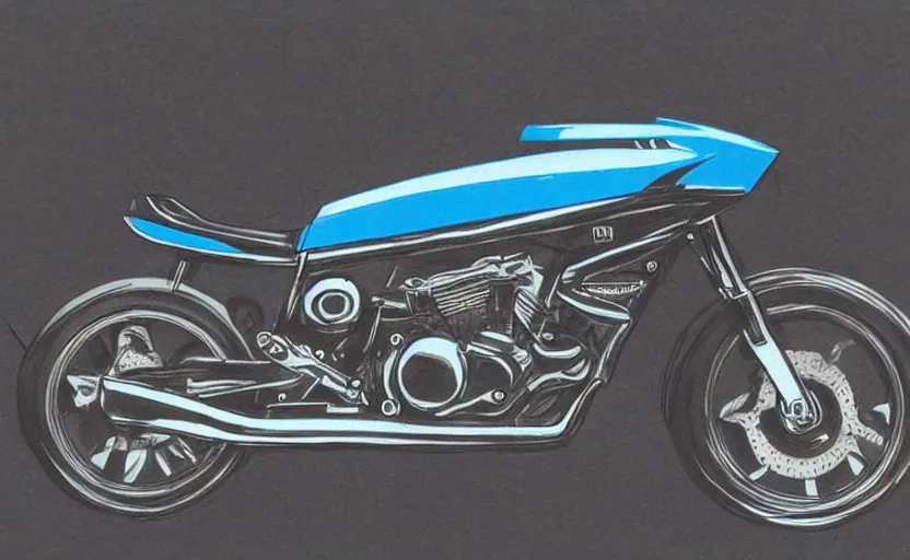 Image similar to 1 9 7 0 s yamaha retro motorcycle concept, sketch, art,