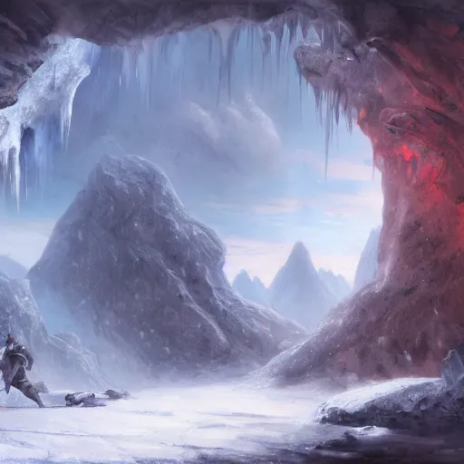 Image similar to battle in the ice cave fantasy. greg rutkowski. boris vallejo. 3 8 4 0 x 2 1 6 0