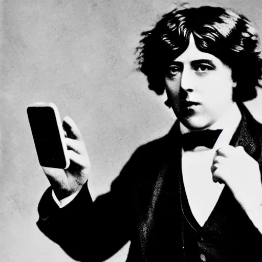 Image similar to oscar wilde taking a selfie