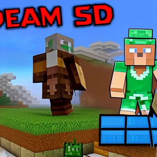 dream speedrun vs hunter, minecraft, Stable Diffusion