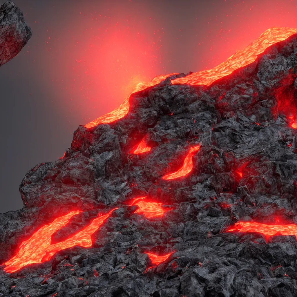 Prompt: satanic mountain goats with glowing red eyes on a sheer obsidian cliffside with lavaflow, lava waterfalls, photorealistic landscape render, octane render, vray, beautiful, ambient occlusion, particle effects, light bloom, rtx