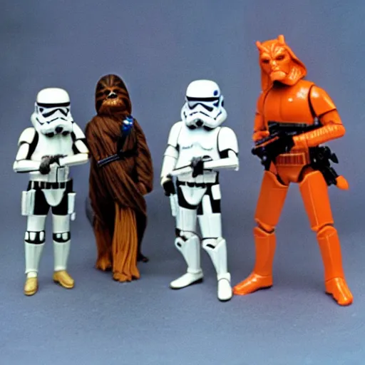 Image similar to star wars action figures, vintage, 1980s