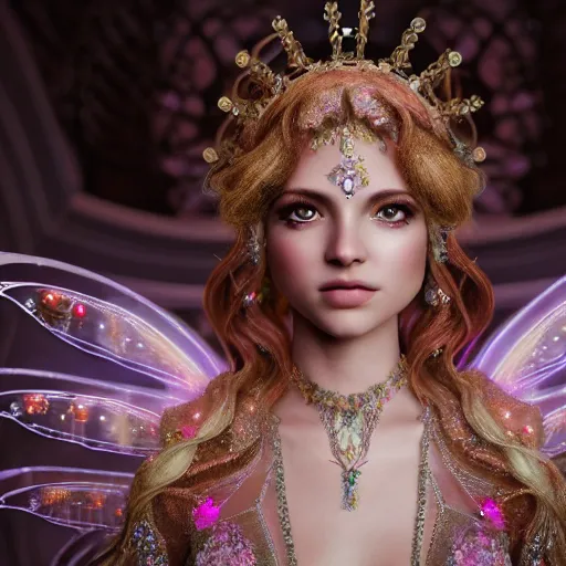 Image similar to portrait of fairy princess, glowing, ornate and intricate jewelry, jaw dropping beauty, glowing background lighting, white accent lighting, hyper detailed, fairy tale, 4 k octane render