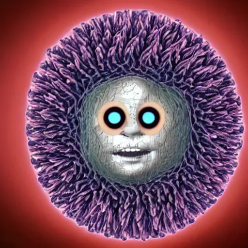 Image similar to a virus shaped like a face,