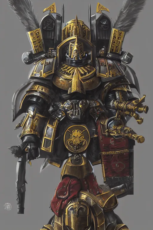 Image similar to armor portrait heros warhammer 4 0 k horus heresy fanart - the primarchs emperor by johannes helgeson animated with vfx concept artist & illustrator global illumination ray tracing hdr fanart arstation zbrush central hardmesh 8 k octane renderer comics stylized