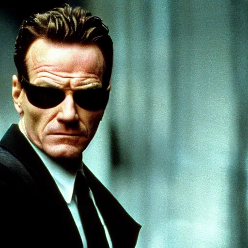 Image similar to film still of Bryan Cranston as Neo in The Matrix (1999)