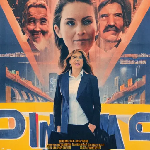 Image similar to a movie poster with a woman wearing a business suit, movie poster