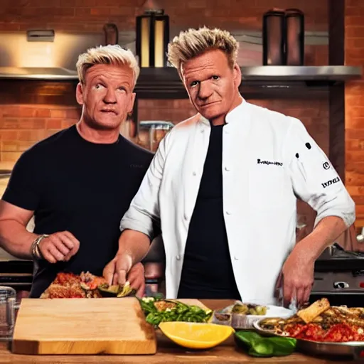 Prompt: Gordon Ramsay cooks for Gus Fring, 4k image, highly detailed