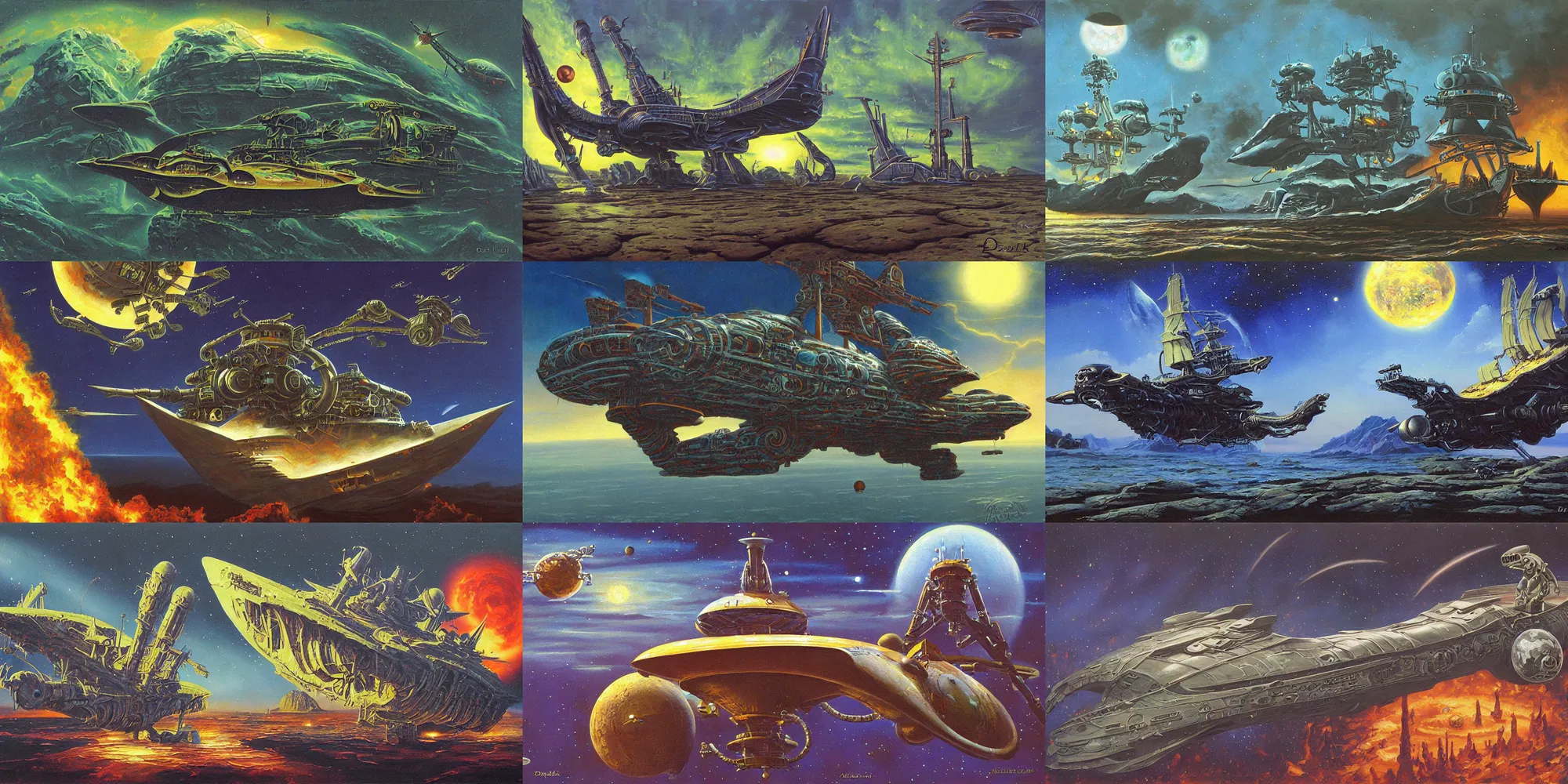 Prompt: oil painting alien scout ship by darrell k. sweet