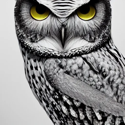 Prompt: the portrait of an absurdly beautiful, graceful, elegant mature owl made of bananas and petals looking up, an ultrafine detailed illustration by kim jung gi, irakli nadar, intricate linework, bright colors, octopath traveler, final fantasy, angular, unreal engine 5 highly rendered, global illumination, radiant light, detailed and intricate environment