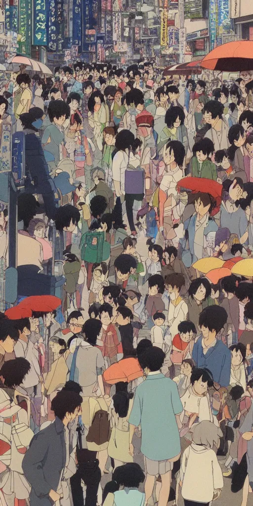 Prompt: Still from Studio Ghibli movie 'Lost in Crowded Tokyo', very detailed, focused, colorful, Antoine Pierre Mongin