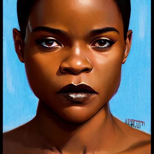 Prompt: half - electric letitia wright as black panther, cute - fine - face, pretty face, oil slick hair, realistic shaded perfect face, extremely fine details, realistic shaded lighting, poster by by ilya kuvshinov katsuhiro otomo, magali villeneuve, artgerm, jeremy lipkin and michael garmash and rob rey