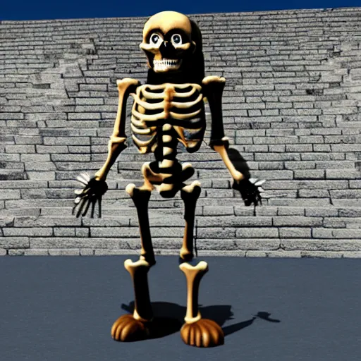 Image similar to A skeleton in the game Super Mario 64, unreal engine, highly detailed, 8k, vray