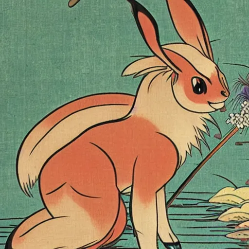 Image similar to Beautiful Ukiyo-e painting of an Eevee