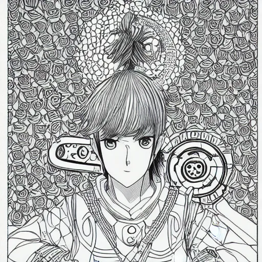 Image similar to highly detailed line art illustration of a emerging soul manga