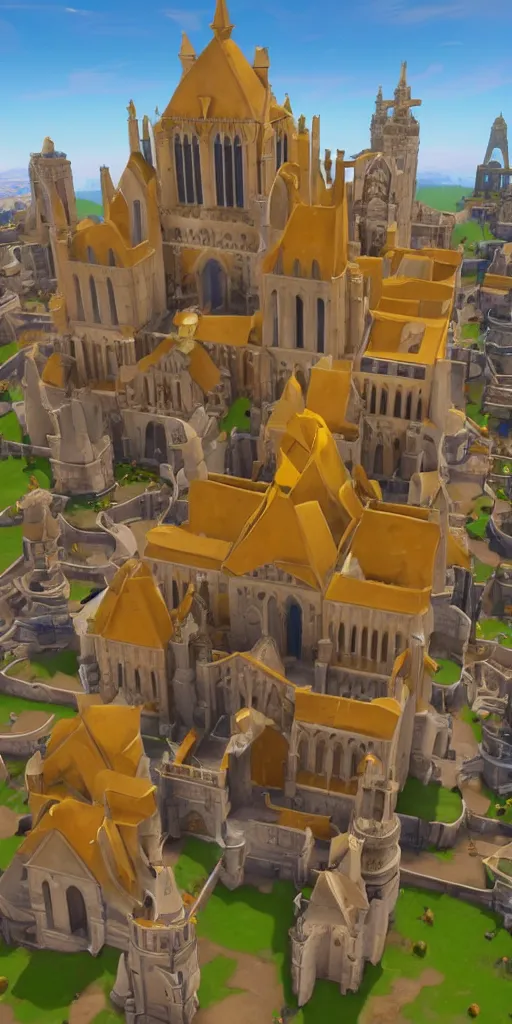 Image similar to a cathedral made of cheese, 3 d model, fortnite skin