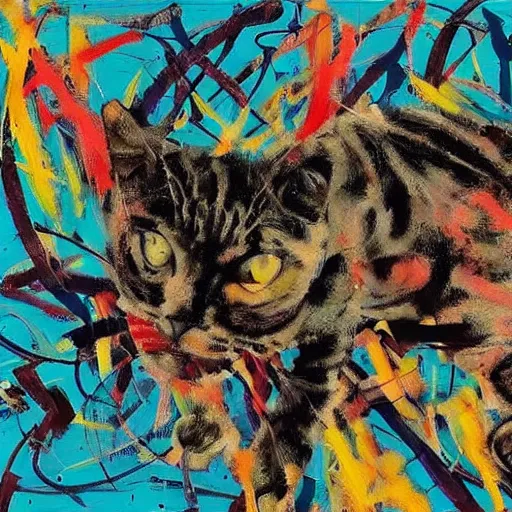 Prompt: Jackson Pollock cat