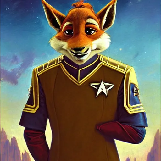 Image similar to a portrait of a roach in a starfleet uniform star trek chief engineer. zootopia fursona furaffinity furry art detailed face highly detailed painting by gaston bussiere craig mullins jc leyendecker gustav klimt artgerm greg rutkowski furry