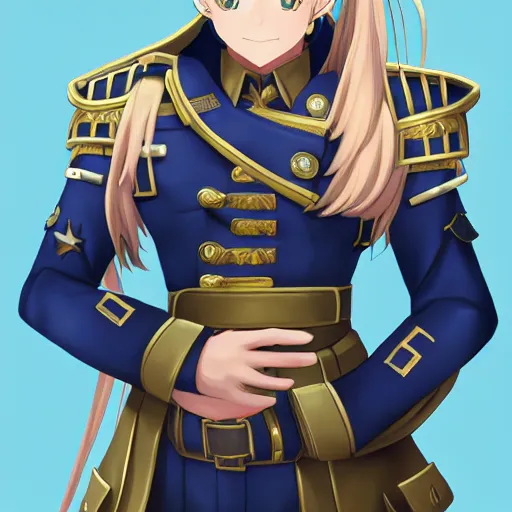 Prompt: full body portrait of saber from fate / stay night as a dictator in full military uniform with way too many medals, highly detailed, trending on artstation, 4 k, drawn by wpl