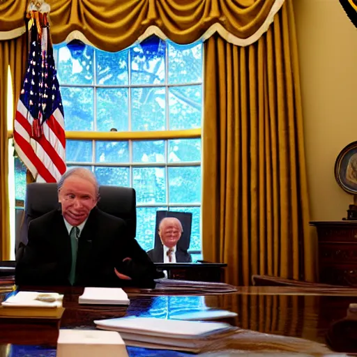 Image similar to spagett hiding in the oval office