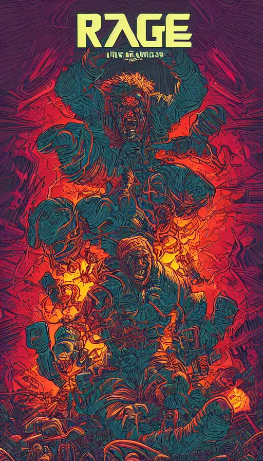 Prompt: rage, by dan mumford,