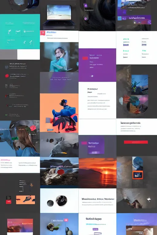 Image similar to website layout for digital artist, clean modern colorful ui