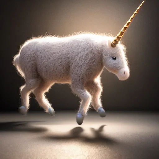 Prompt: full body pose, hyperrealistic photograph of a cute wooly unicorn, dim volumetric lighting, 8 k, octane beautifully detailed render, extremely hyper detailed, intricate, epic composition, cinematic lighting, masterpiece, trending on artstation, very very detailed, stunning, hdr, smooth, sharp focus, high resolution, award, winning photo, dslr, 5 0 mm