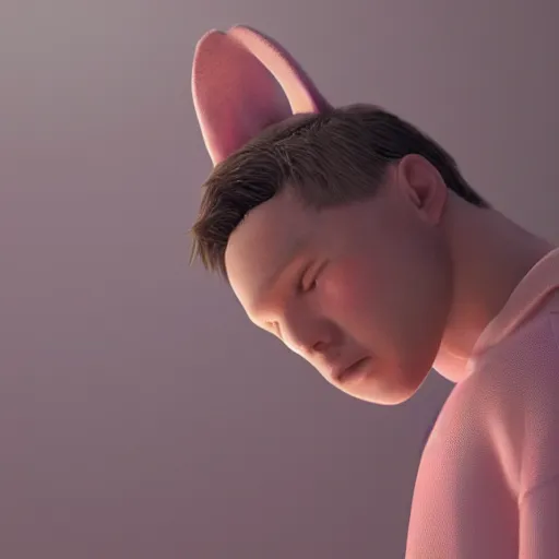 Prompt: ultra realistic illustration, young man in a pink sweatshirt, brown hair, pink bunny ears, cute, highly detailed, artstation, concept art, smooth, sharp focus, octane render, unreal engine 5, hyperrealism