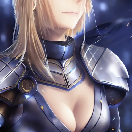 Prompt: beautiful closeup of saber from fate / stay night, with armour from lancer, high details, high resolution, kantai collection style, noise filtered, artstation, kantai collection arcade, 4 k, highly detailed, high quality