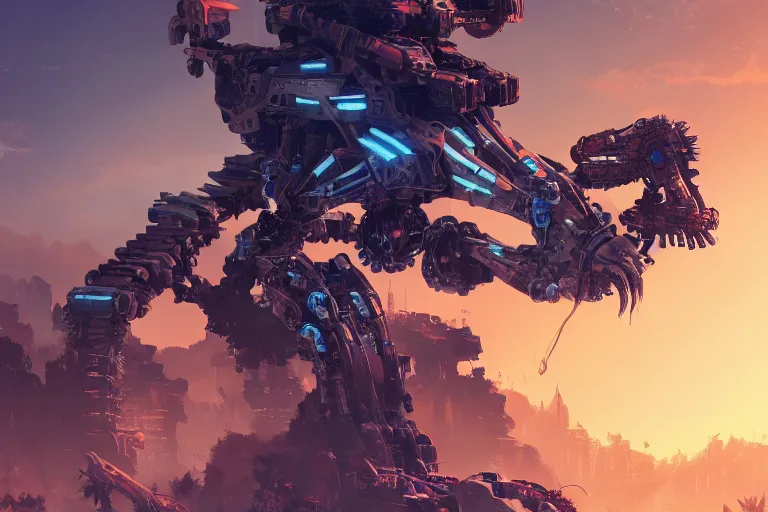 Image similar to stalker machine mecanical creature robot of horizon forbidden west horizon zero dawn bioluminiscence global illumination ray tracing hdr fanart arstation by ian pesty and alena aenami artworks in 4 k