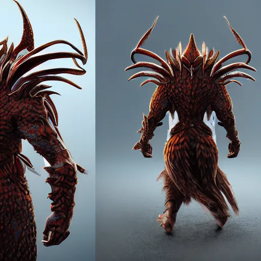 Prompt: dragonman kentauros, extremely detailed, unreal engine, trending on artstation