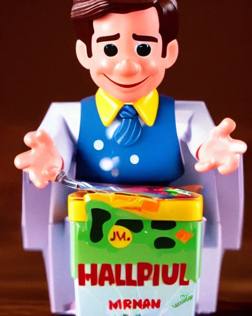 Image similar to jim halpert as a happy meal toy. highly detailed. 9 0 s photo. 4 k.
