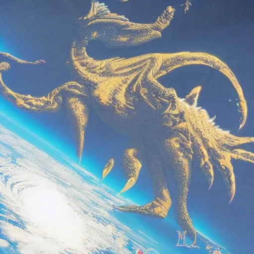 Image similar to giant kaiju seem from the international space station