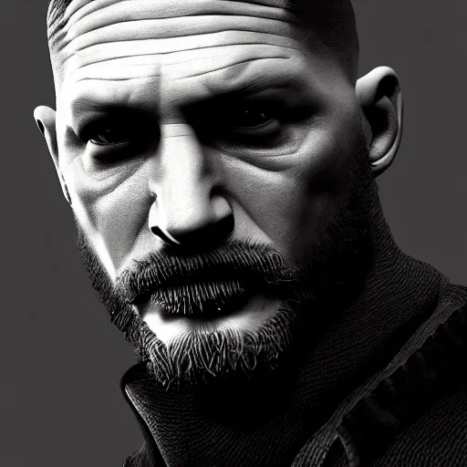 Image similar to Tom Hardy wearing black, intricate detail, 3d render, octane render, god rays, depth of field, trending on artstation, 4k, hd